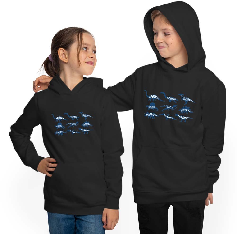 Hoodie Hooded Sweatshirt Kids - Dinosaur Silhouettes i90